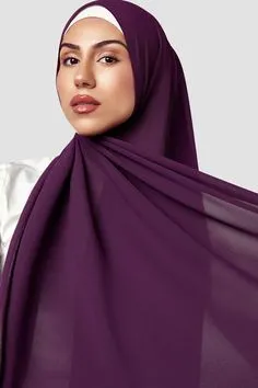 Hijeb Chiffon Violet Aubergine