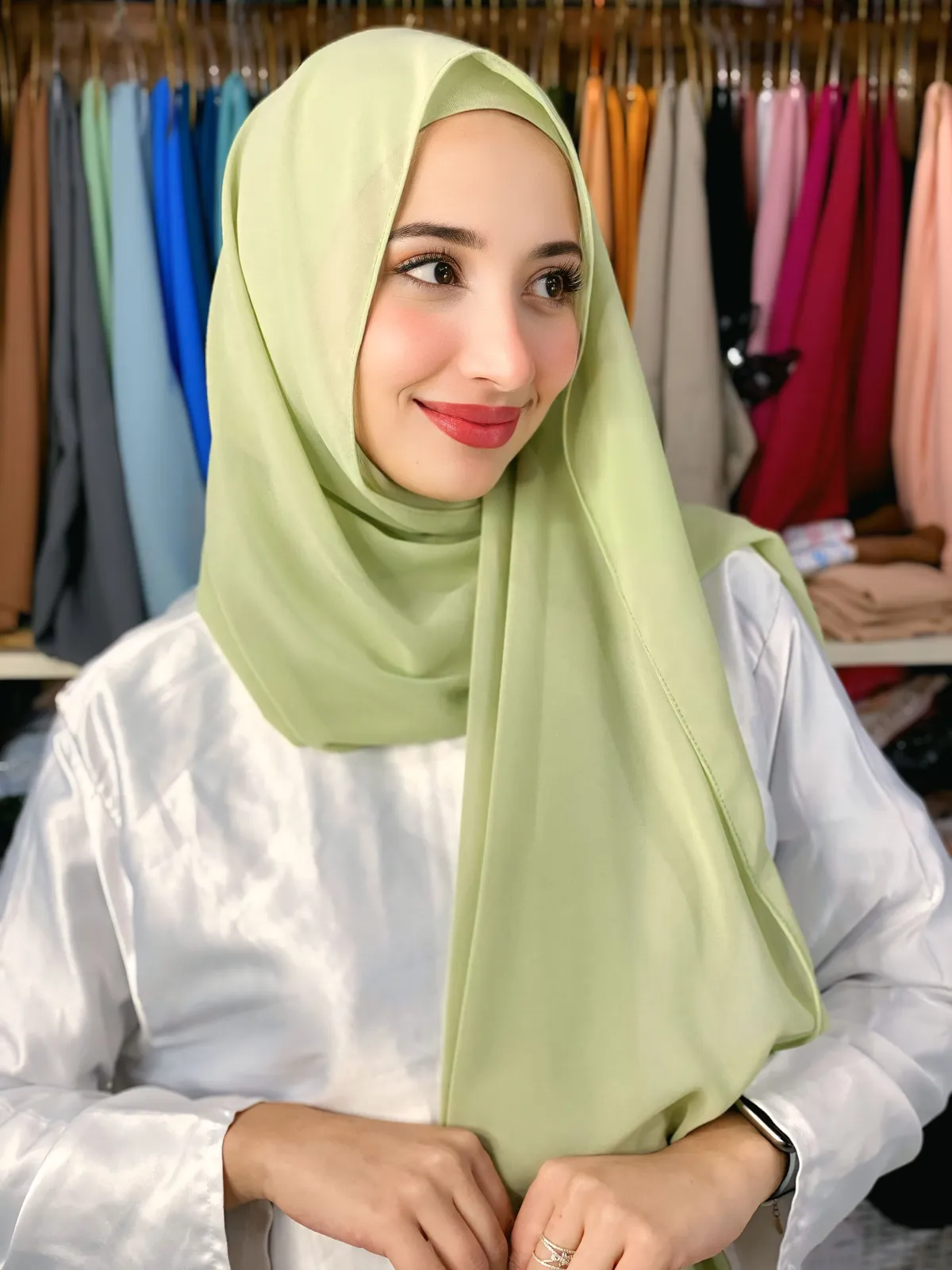 Hijeb Chiffon Vert Pistache